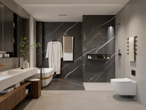  现代家居卫生间su模型 