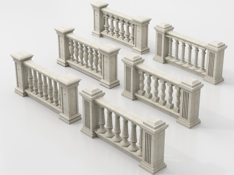  欧式围栏 护栏 阳台护栏 石材栏杆3d模型 