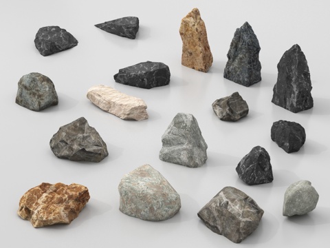  现代假山石头 景观石 石块 岩石 石头雕塑3d模型 