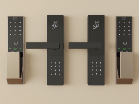  现代指纹锁 智能锁 密码锁3d模型 