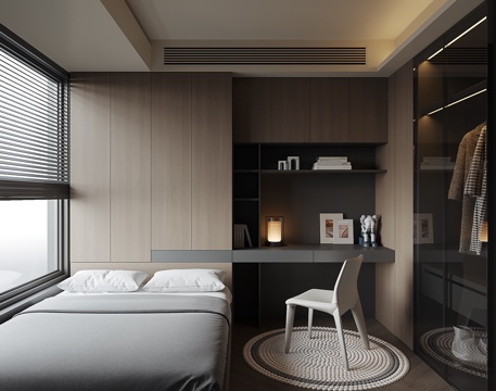  现代榻榻米卧室3d模型 