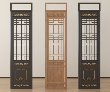  中式屏风隔断 木质隔断 s3d模型 