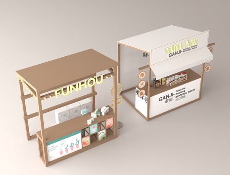  市集摊位  快闪店展台 零食售卖台 文创产品展台 市集摆摊道su模型 