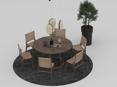  餐桌组合3d模型 