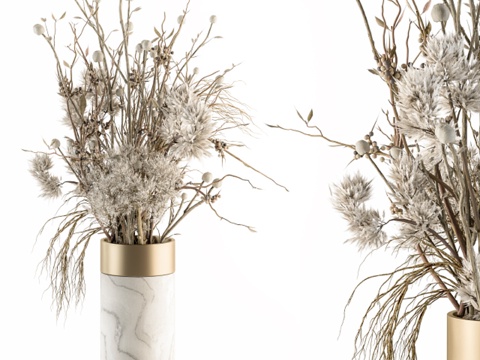  干花77 - 石质花瓶中的干花3d模型 