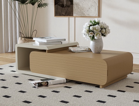  北欧实木茶几3d模型 