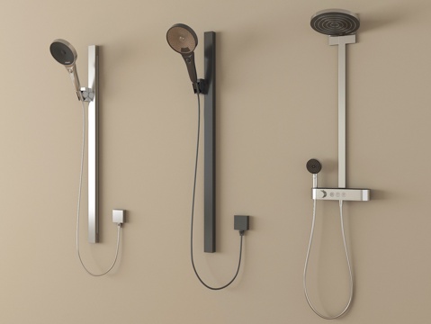  现代花洒 淋浴花洒 不锈钢花洒3d模型 