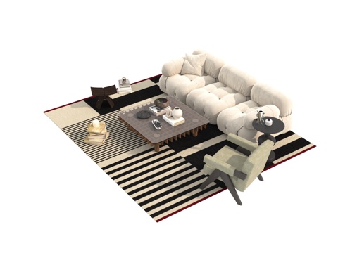  中古风沙发组合3d模型 