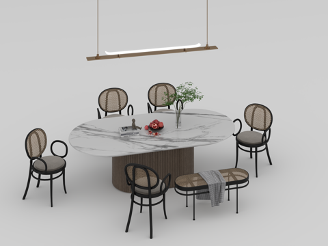  餐桌组合3d模型 