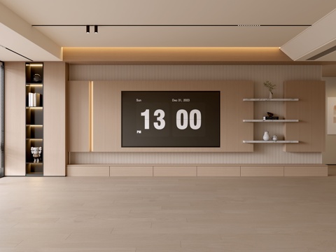  现代客厅 奶油客厅 电视背景墙 客厅背景 奶油风背景墙3d模型 