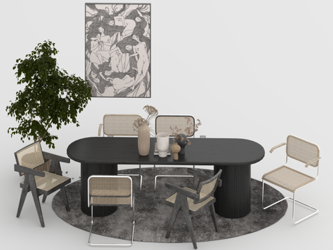  餐桌组合3d模型 