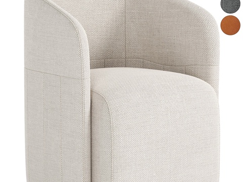  现代奶油风布艺皮革沙发椅3d模型 