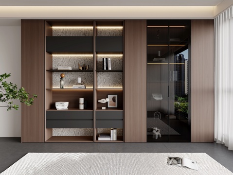  现代意式书柜  客厅书柜  书房书柜  书柜书架  玄关柜3d模型 