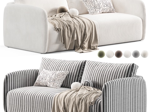  现代意式双人布艺休闲沙发3d模型 