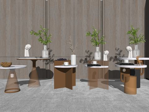 小品 器具 茶几 茶桌 茶台 茶具 茶桌椅su模型