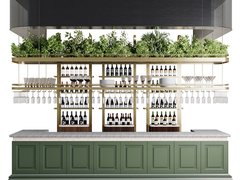  现代轻奢酒吧台3d模型 