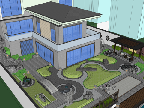 微景观 门 庭院门 室内造景 造景 草坪灯 庭院su模型