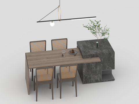  餐桌组合3d模型 