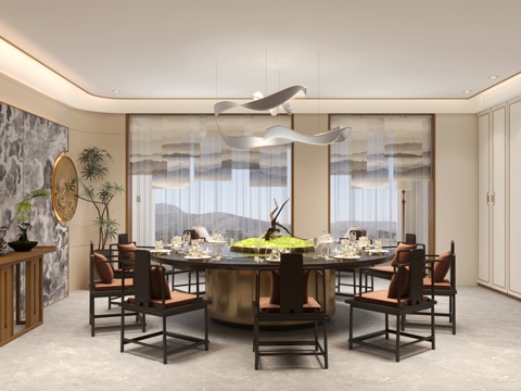  包房餐厅3d模型 