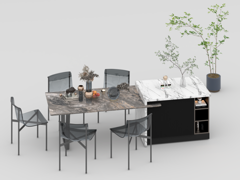  餐桌组合3d模型 