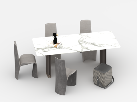  餐桌组合3d模型 