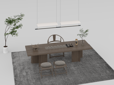  茶桌组合3d模型 