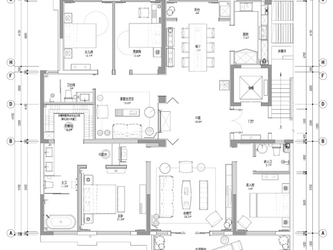  中式别墅 样板间 最新全套施工图 效果图合集cad施工图 