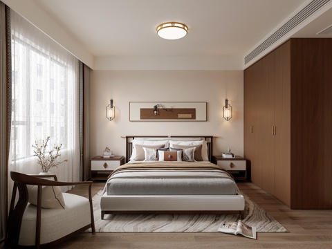 中式卧室su模型