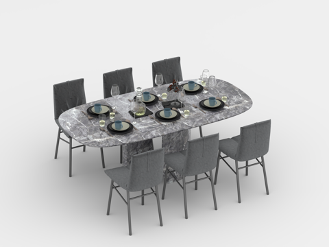  餐桌组合3d模型 