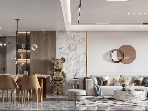  轻奢大平层 样板间 最新全套施工图 效果图合集cad施工图 