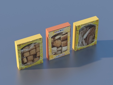  包装盒 面包 食品3d模型 