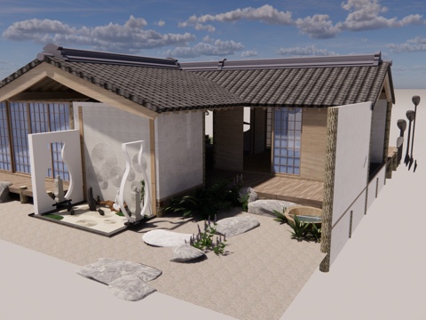  庭院 露台 室内景观 屋顶花园 阳光房su模型 