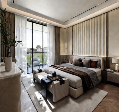  现代轻奢卧室 现代风格 轻奢简约 主卧3d模型 