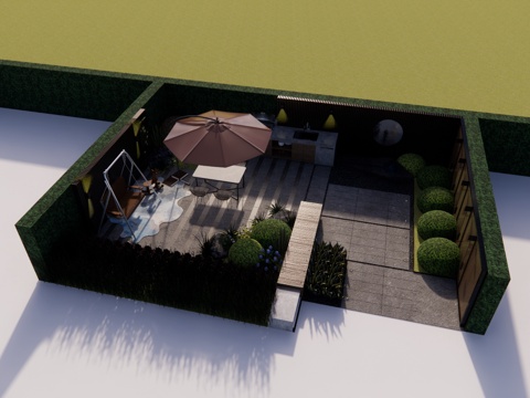  水景 阳光房 庭院门 门 微景观 庭院su模型 