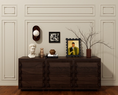  法式复古边柜3d模型 