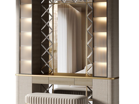  现代轻奢梳妆台3d模型 