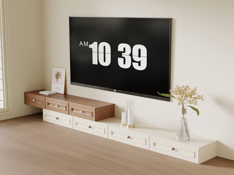  侘寂中古电视柜 边柜3d模型 