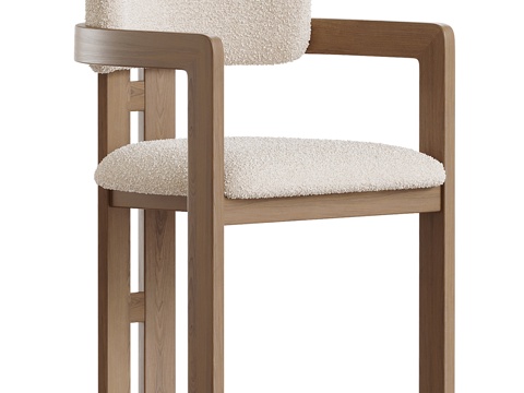  新中式木质单椅3d模型 