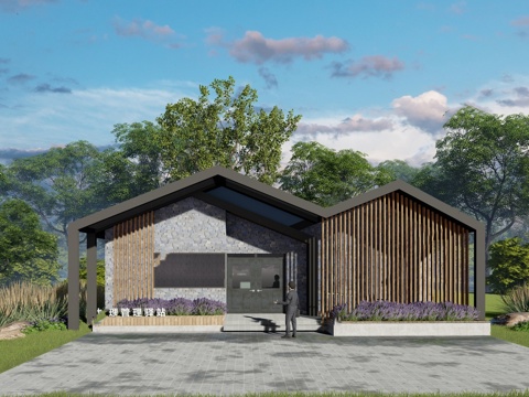 现代游客中心  游客驿站建筑su模型