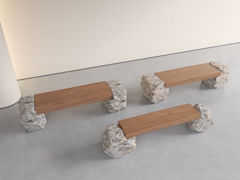  户外座椅 长条座椅 公共座椅 广场座椅 户外景观凳 休息座凳su模型 