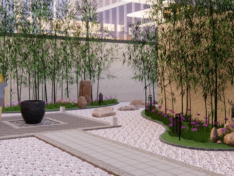  水池 阳光房 微景观 露台 造景 屋顶花园 水景 景观su模型 