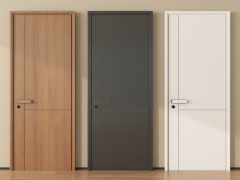 现代单开门 卧室门 平开门 木门su模型