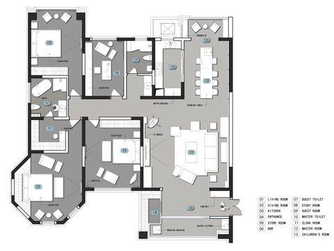 轻奢大平层 样板间 最新全套施工图 效果图合集cad施工图