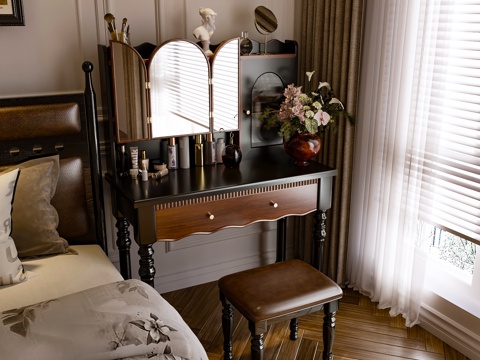  美式梳妆台3d模型 