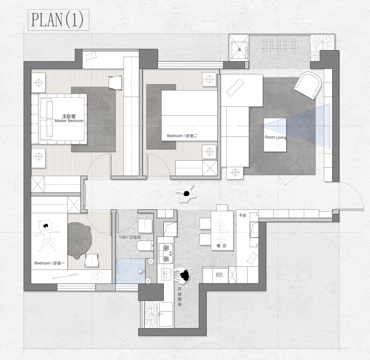  94㎡平家装平面图 彩平图cad施工图 