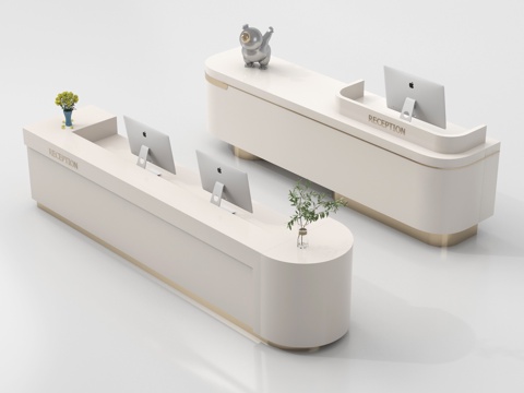  现代公司前台 接待区 吧台 接待台 服务台3d模型 