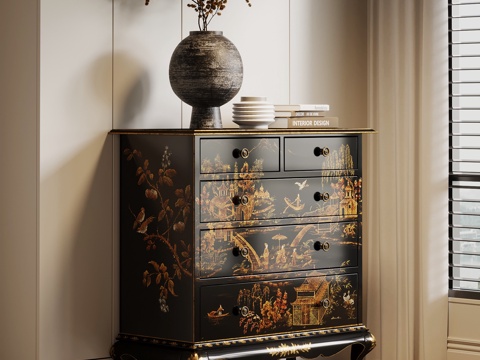  法式玄关柜3d模型 