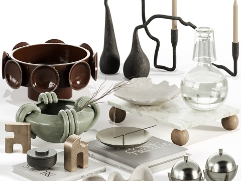  新中式中古风饰品摆件组合3d模型 