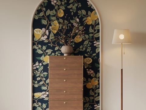  中古风斗柜 边柜su模型 