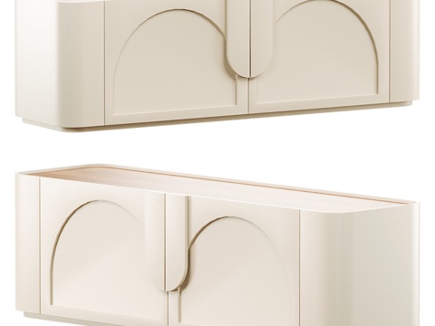  现代奶油风电视柜 边柜 矮柜3d模型 